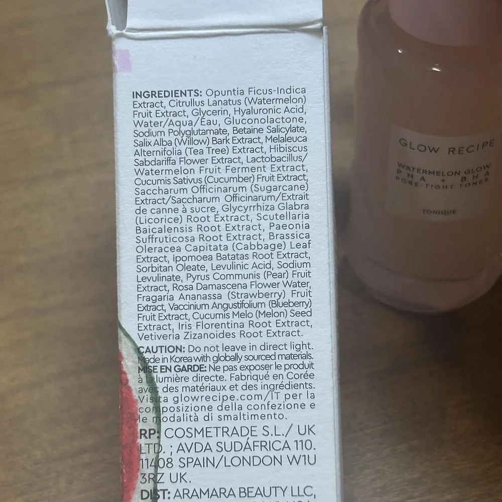 Glow Recipe Watermelon Glow PHA BHA Toner‎ Mini 1.35oz 40ml Face Women Hydrating